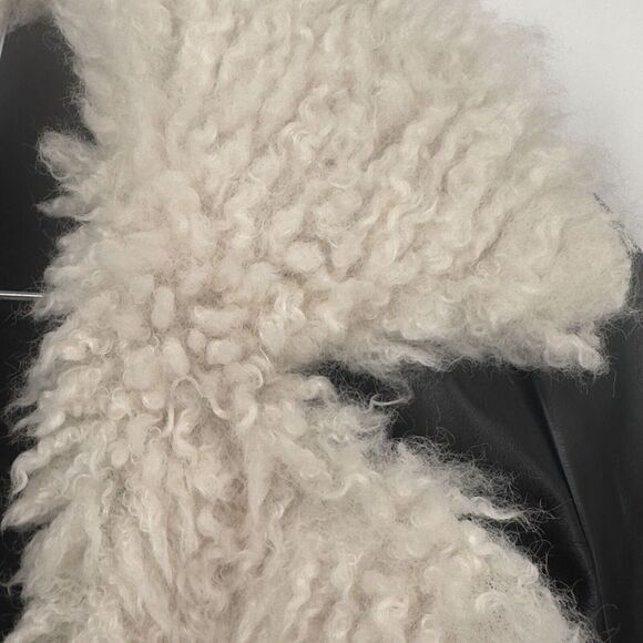 Juicy Couture Jacket Faux Leather Bomber Motorcycle Fur Collar Coat Black Sz XS - Picture 9 of 9